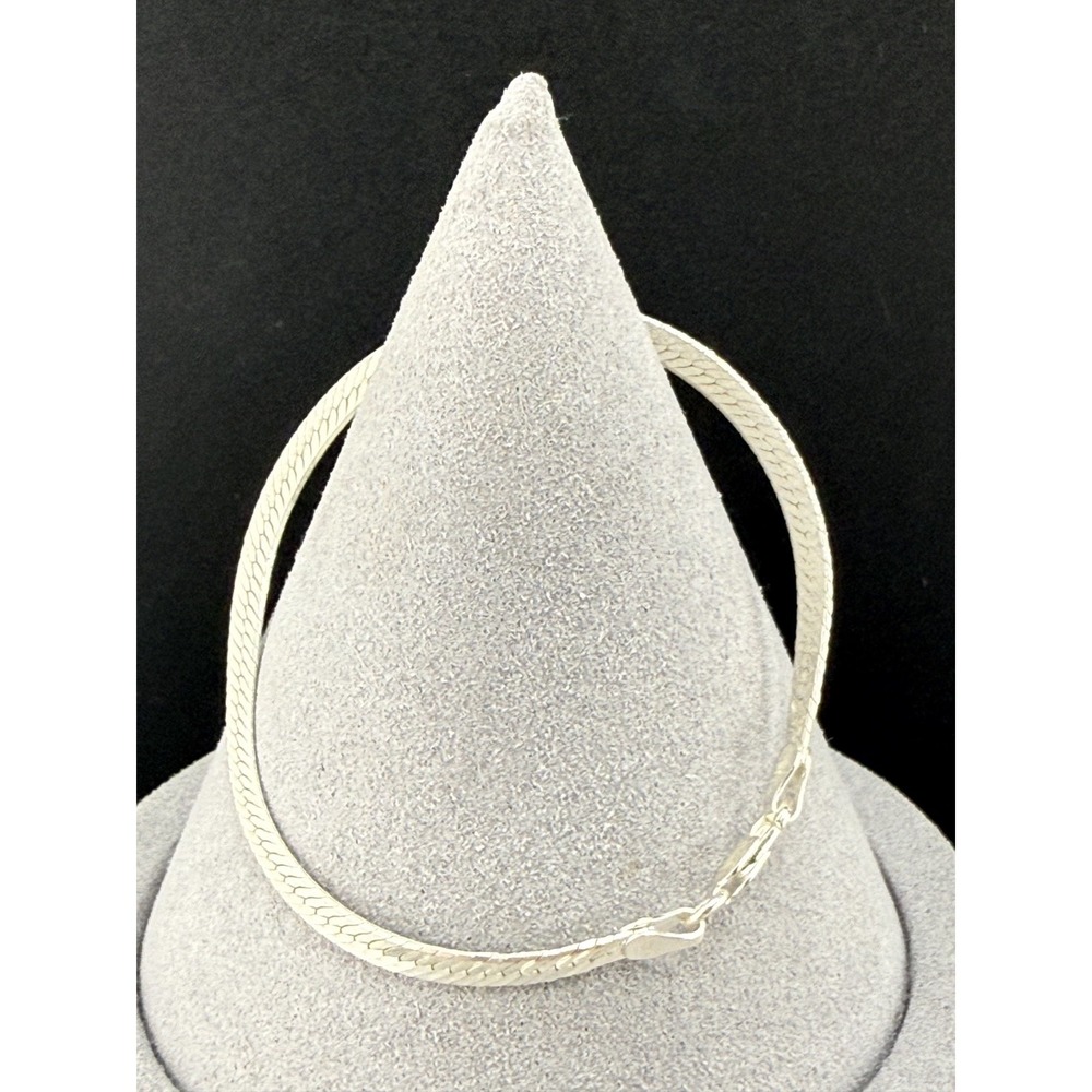 Vintage HCT Bracelet Silver Herringbone Chain Italy 925 7in